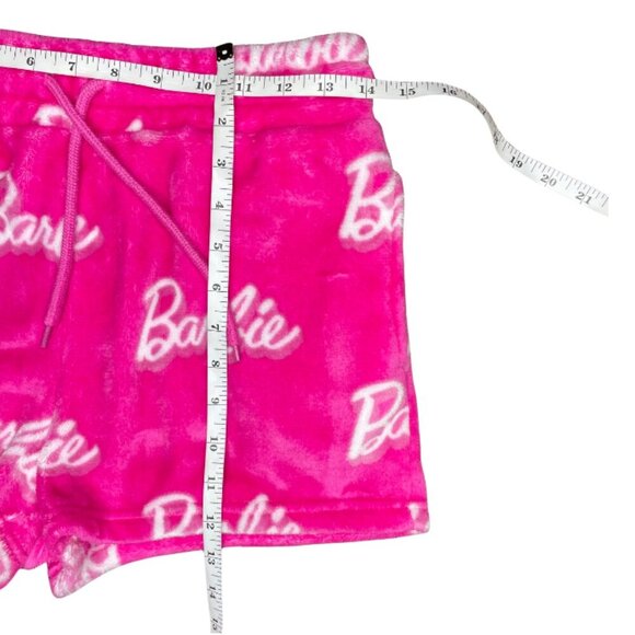 Barbie Women's Soft Pink Fleece Shorts Tie Elastic Waist Barbiecore Comfy Cute M - Picture 5 of 9